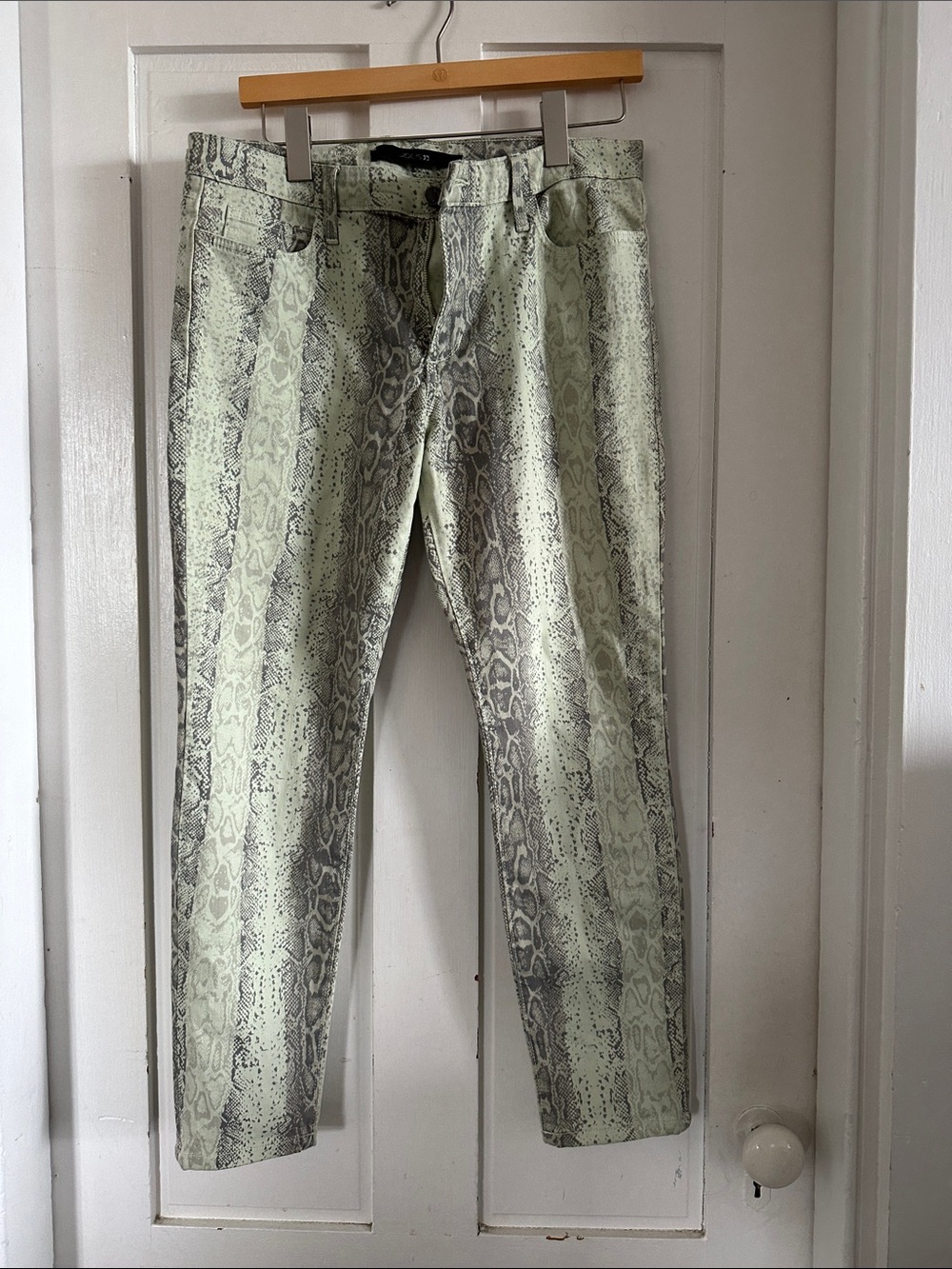 Joe's Jeans Light Green Snake-Print Skinny Jeans